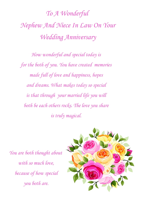Happy Anniversary Niece And Husband Images Nephew & Niece In Law Anniversary Card - Etsy Ireland