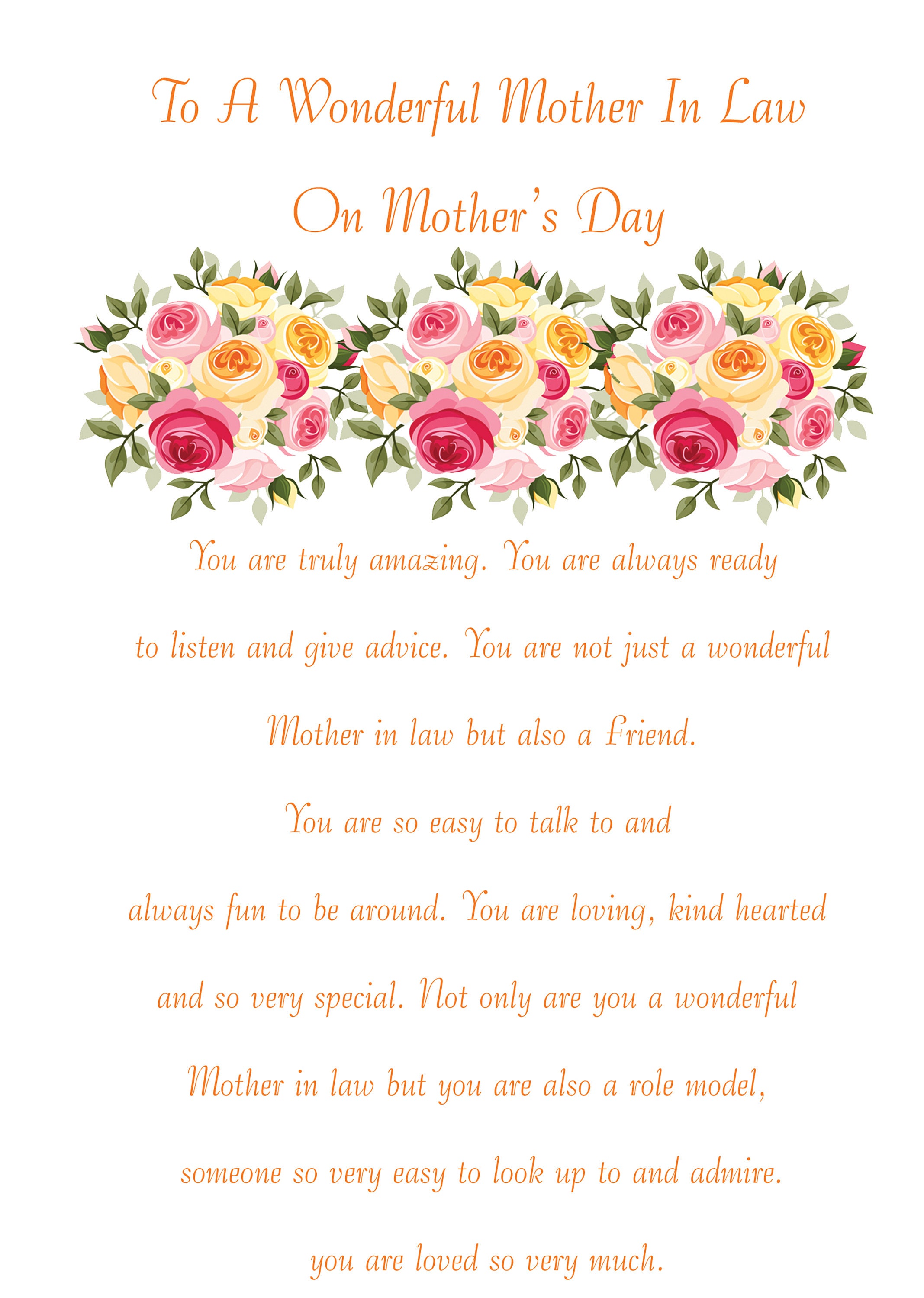 Mother in Law Mothers Day Card 1