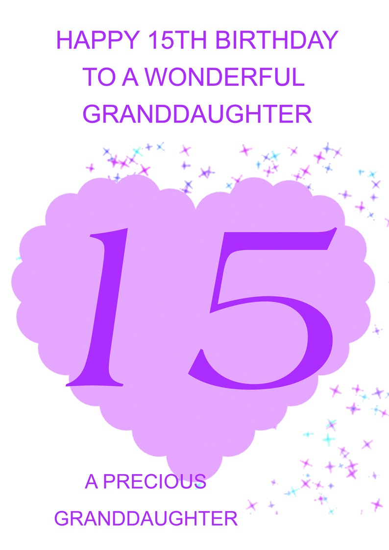 Granddaughter 15th Birthday Card Etsy