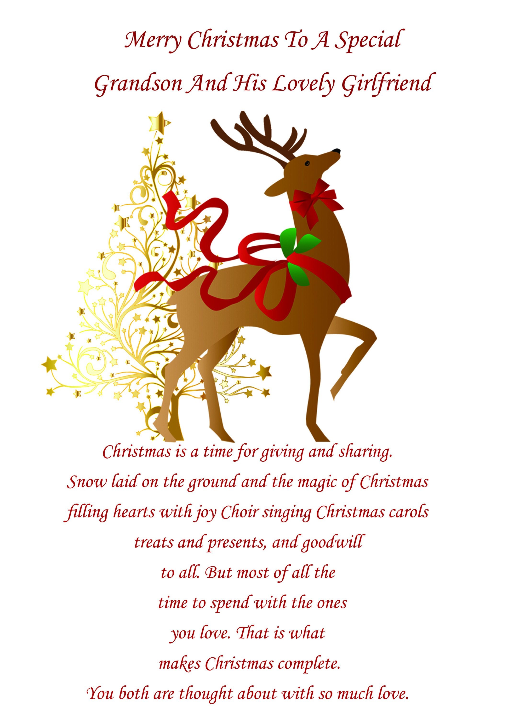 Grandson and Girlfriend Christmas Card Etsy UK