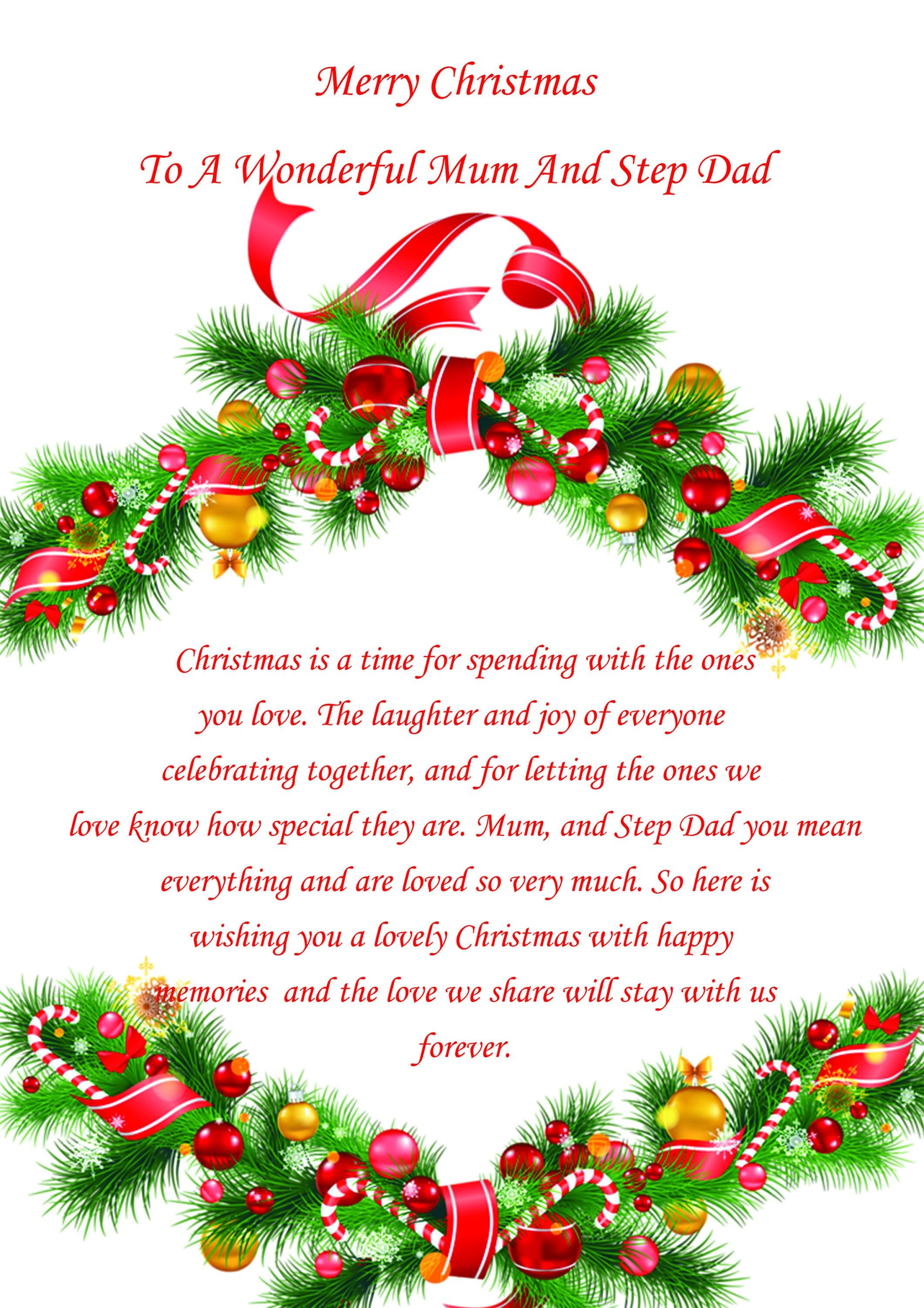 Mum And Step Dad Christmas Card