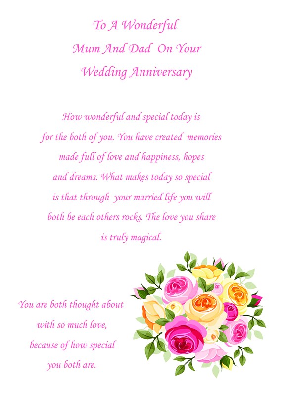 Mum Dad Anniversary Card Etsy
