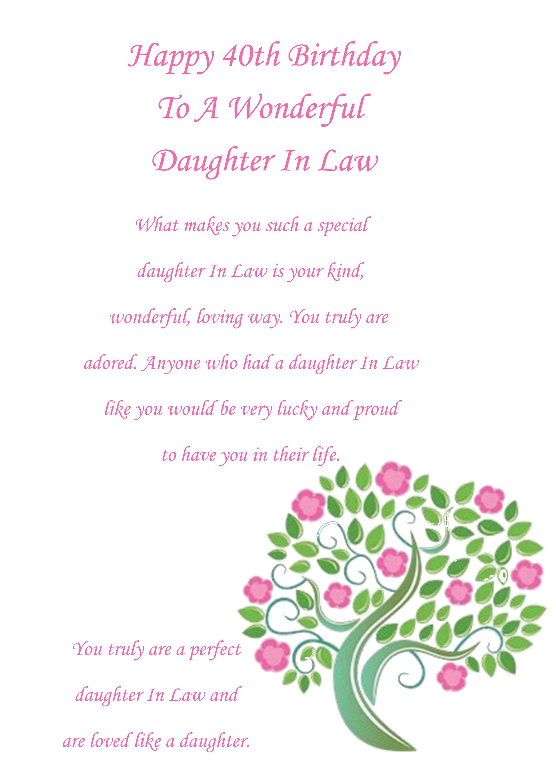 Daughter in law 40th birthday card