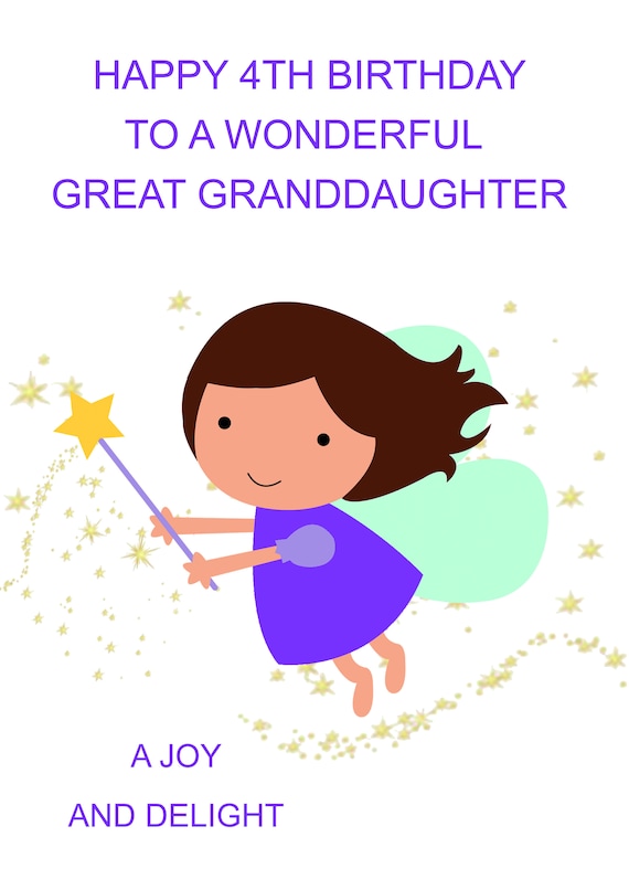 Great Granddaughter 4th Birthday card Etsy