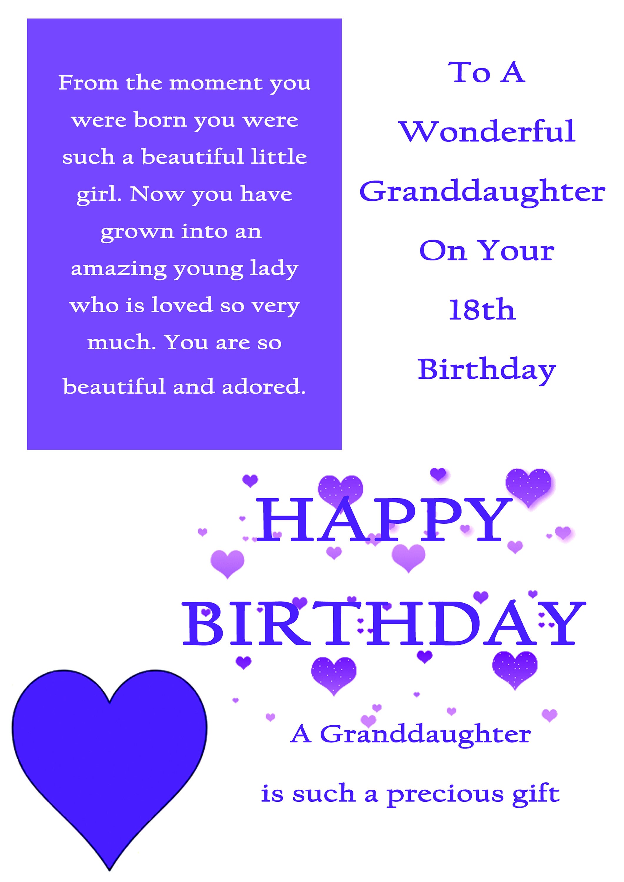 Granddaughter 18 Birthday Card with removable laminate Etsy