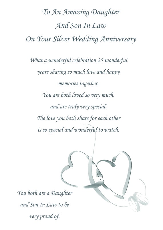 Daughter Son In Law Silver Anniversary Card Etsy