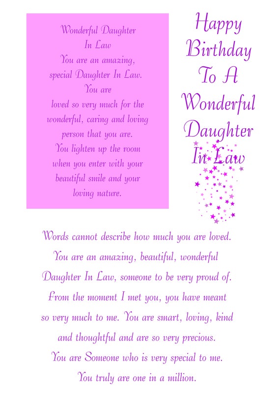 Daughter-in-law birthday card.