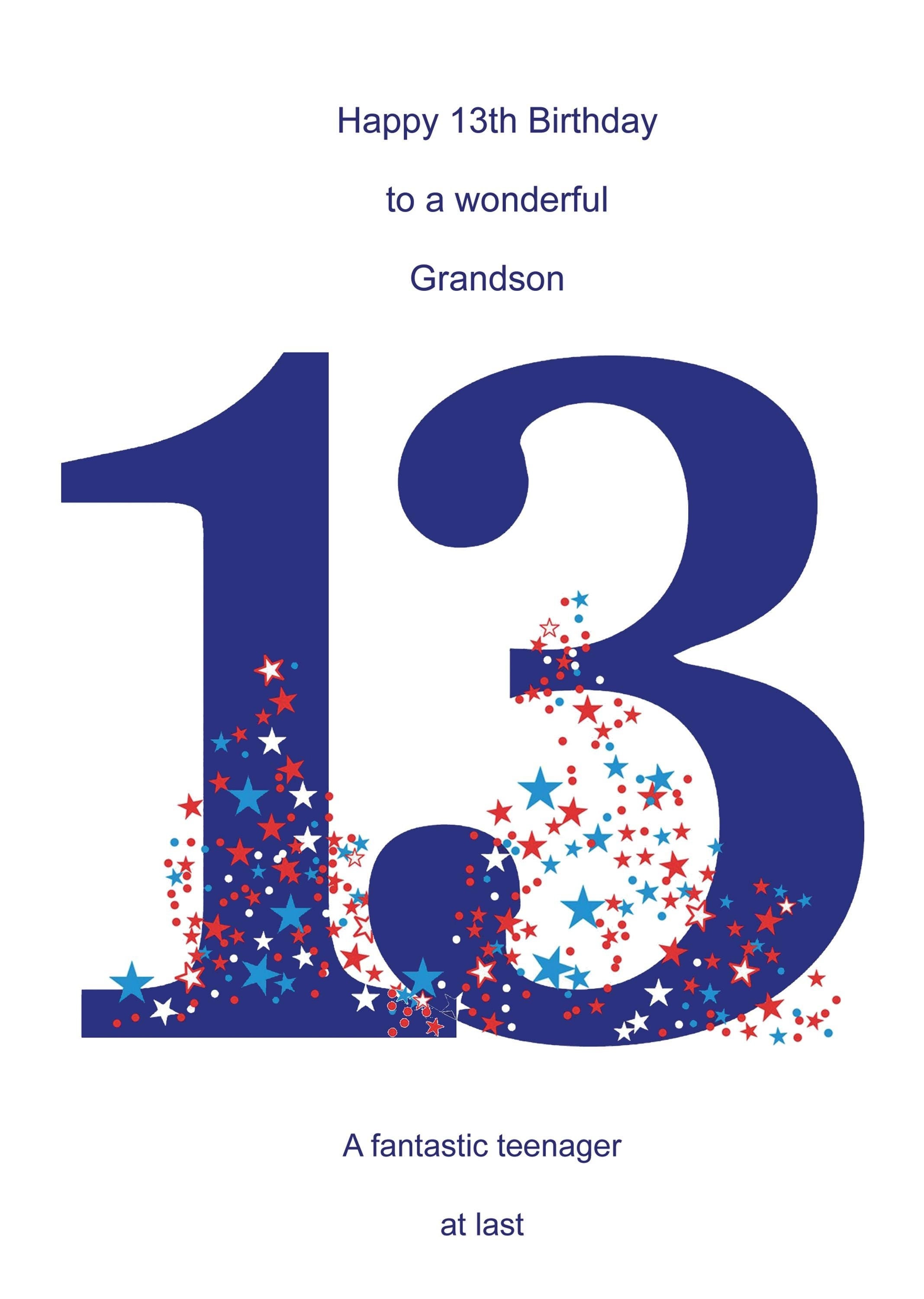 CG Specal Grandson On Your 13th Age 13 Brthday Card /greetng Card