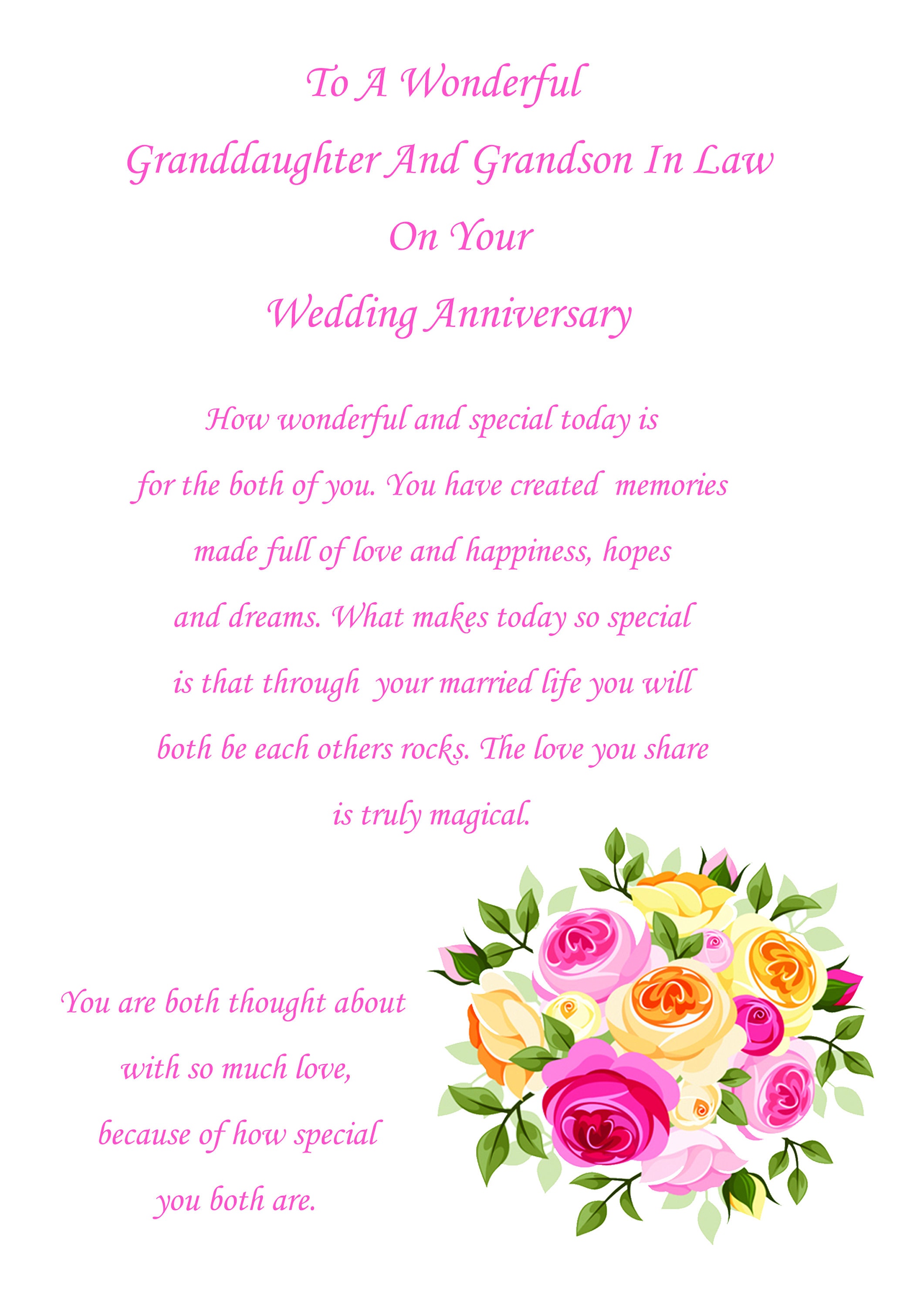 Granddaughter & Grandson in Law Anniversary Card Etsy UK