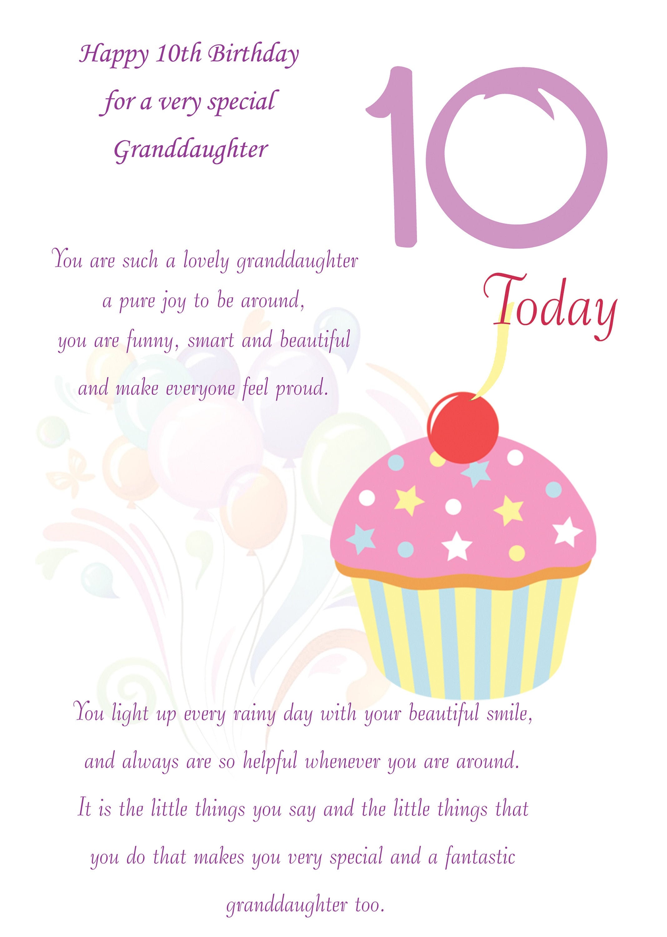 Granddaughter 10th Birthday Card Etsy UK
