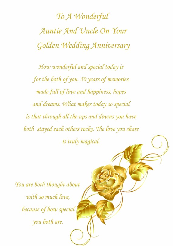 On Your Golden Wedding Anniversary Card Good Quality card with a Lovely Verse On Your Golden Wedding Anniversary Card Good Quality card with a Lovely Verse
