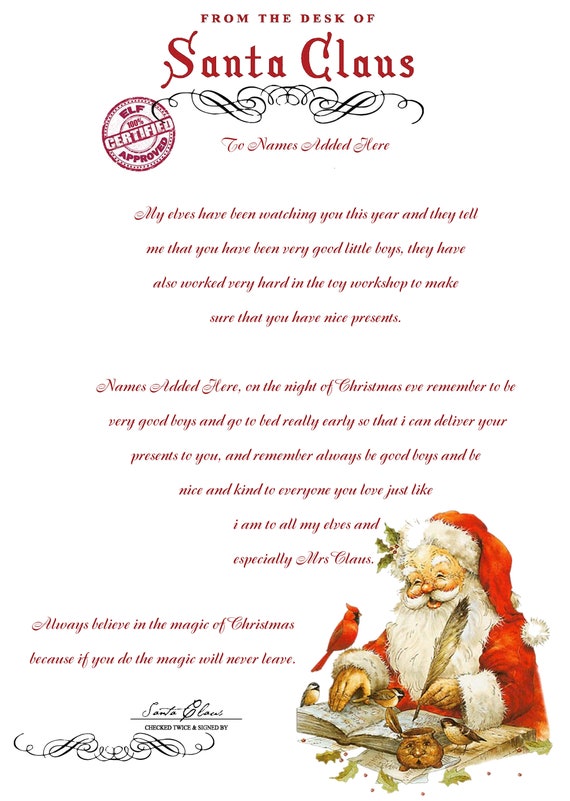 Carta de Navidad de Santa Claus para más de 1 niño Etsy
