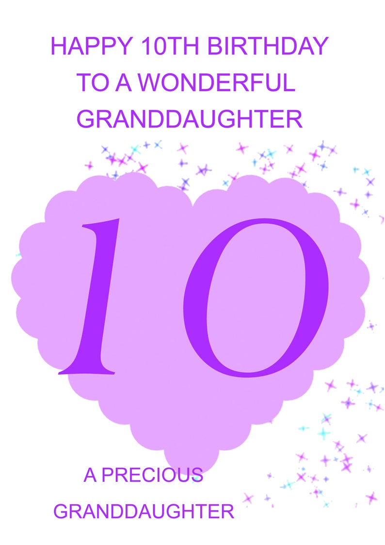 Granddaughter 10th Birthday Card Etsy granddaughter-10th-birthday-card-etsy
