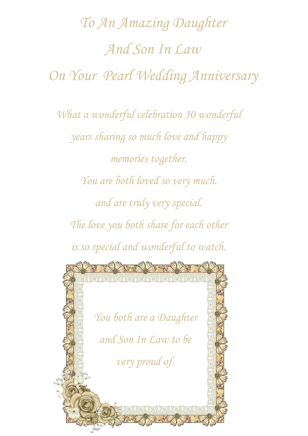 Daughter & Son in Law Pearl Anniversary Card - Etsy