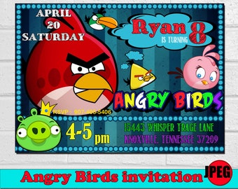 Angry Birds invitation, Angry Birds Birthday Party invitation, Angry Birds Printables Decor, instant download