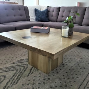 Solid Wood Block Center Base Coffee or End Table, FREE SHIPPING, custom sizes, custom wood species, custom stain finishes