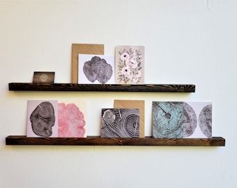 Floating Wooden Picture Ledge Minimal Multi Single Photo Holder Custom Size Stain FREE SHIP Home Decor Living Hall Entry Bedroom
