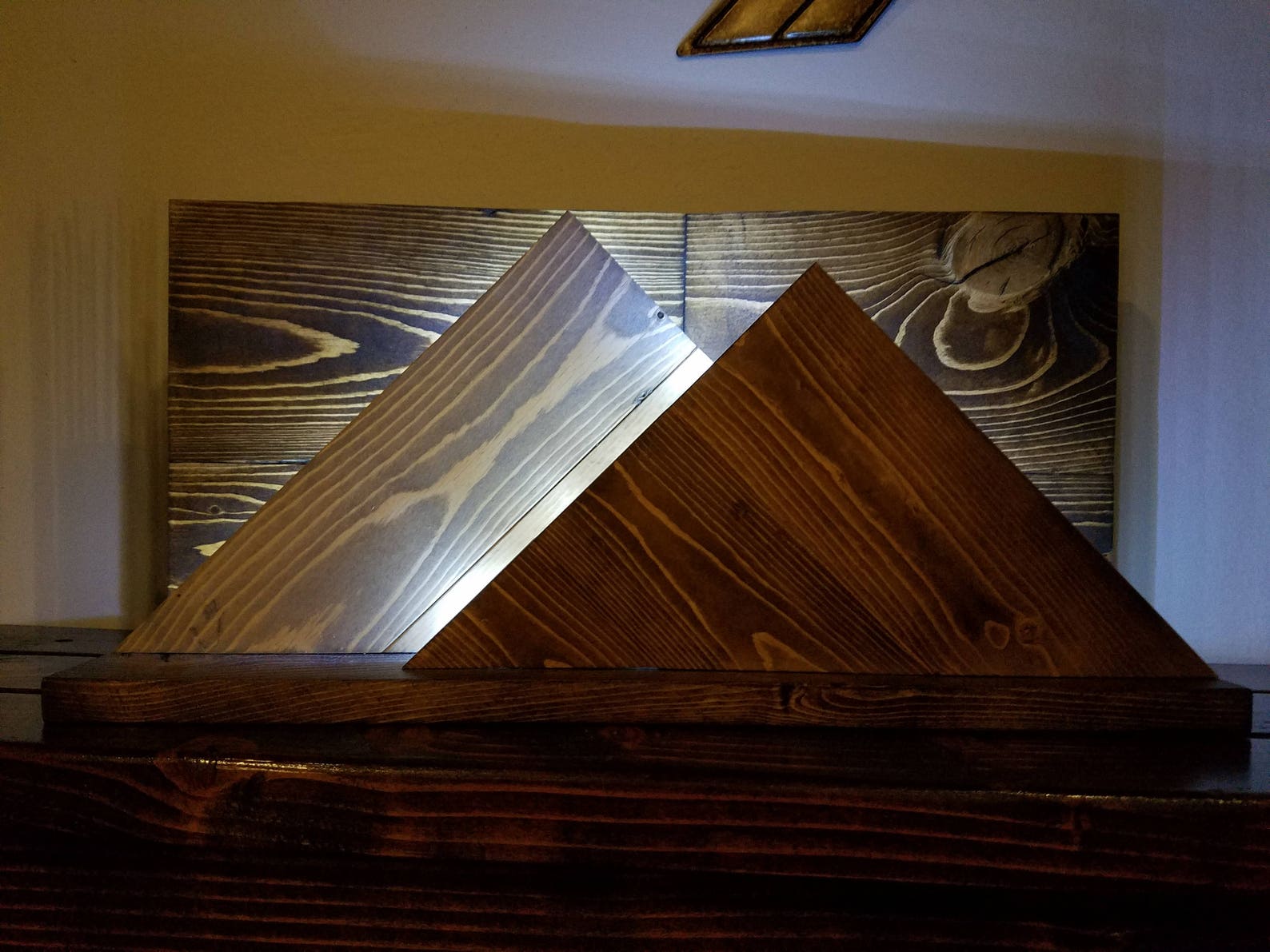 Mountain Scene Backlit Wooden Wall Art Etsy