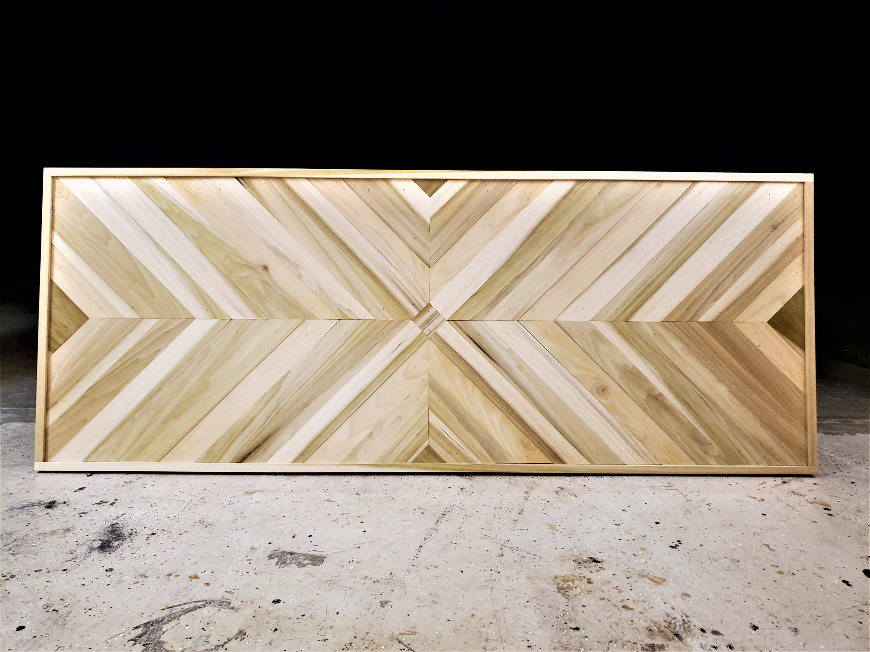 Herringbone Pattern Headboard, FREE SHIP, customizable, wall mount, side mount for canopy bed