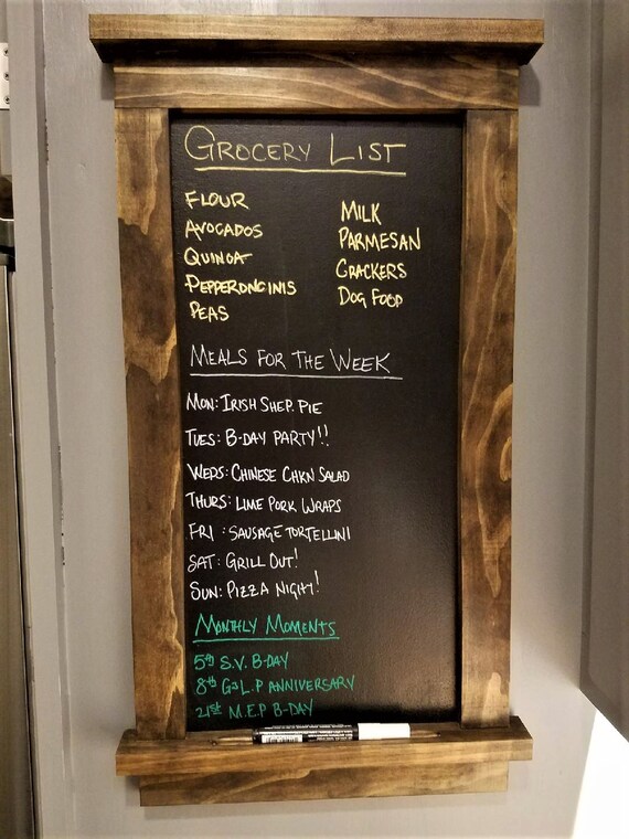 Framed Chalkboard Kitchen Menu Or Grocery List Etsy