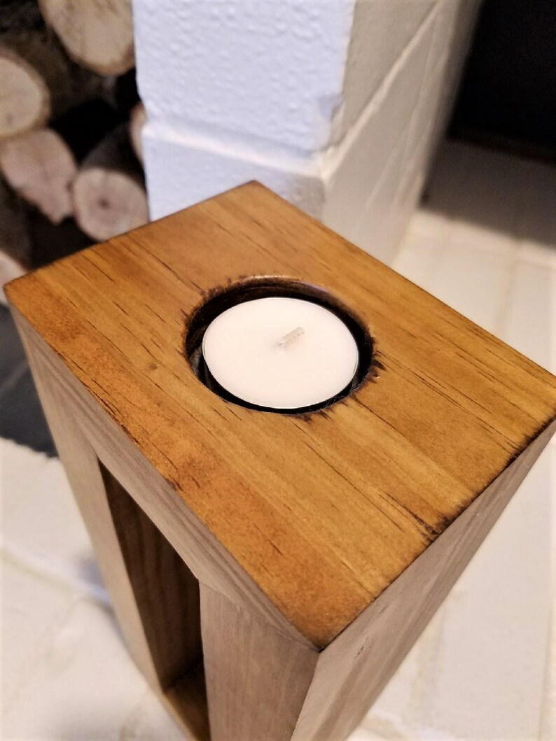 Wood Block Tea Light Candle Holderset of 3 Etsy