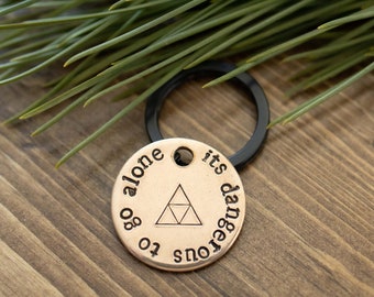 It's Dangerous to Go Alone - Zelda themed hand stamped metal dog tag (Double sided) - Pet ID tag - Legend of Zelda - Triforce - nintendo