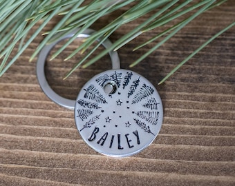 Under the Stars - Custom personalized hand stamped metal dog pet id tag