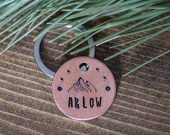 Lonely Mountain - Custom personalized dog tag, metal stamped, pet