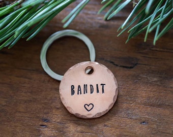 Sweet and Simple - Double sided personalized hand stamped metal Pet ID tag
