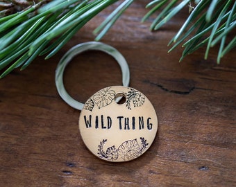 Wild Thing - metal stamped personalized dog pet ID tag, dog tag, pet tag, adventure