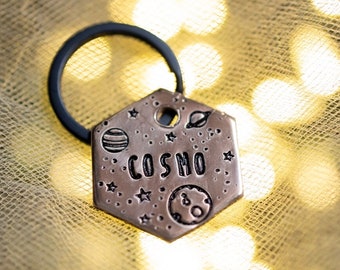 No Dogs in Space! - metal stamped dog tag