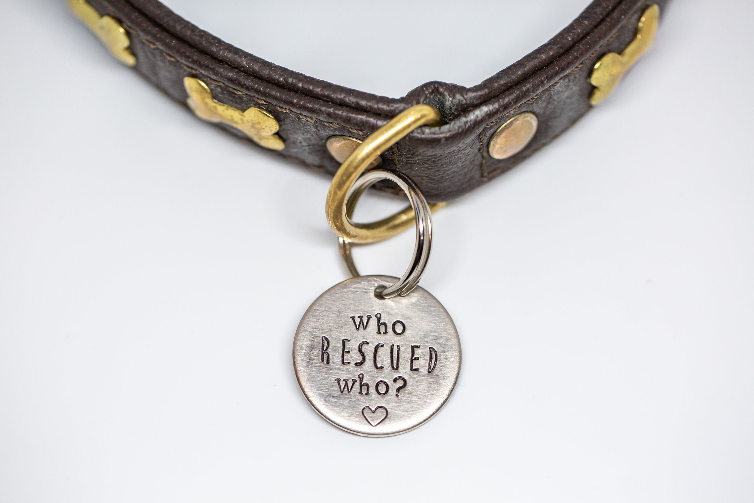 Who Rescued Who Dog Tag Rescue Dog Adopted Pet Hand Etsy