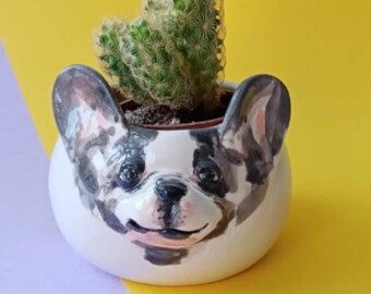 Vase en céramique tête de chien, vase animal, pot de plantes succulentes, cadeau spécial pour les amoureux des animaux.