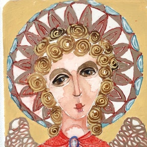 Little Sisters No. 52 | Mixed Media Portrait, Paint, Collage, Original Art, Contemporary, Whimsical Art, Mitzi Easley
