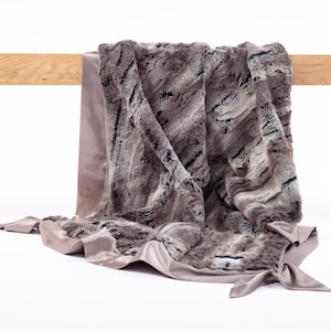 Satin Back Baby Blanket - Faux Fur and Satin Baby Blanket - Sable Knotty Blankie