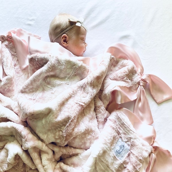 Set Of 3 Cozy Fleece Baby Blankets - 30x30 Inch, Thermal Woven Cotton With Satin Trim (Pink)