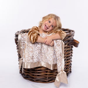 Satin Back Baby Blanket - Faux Fur and Satin Baby Blanket - Ocelot Knotty Baby Blankie