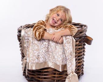 Satin Back Baby Blanket - Faux Fur and Satin Baby Blanket - Ocelot Knotty Baby Blankie