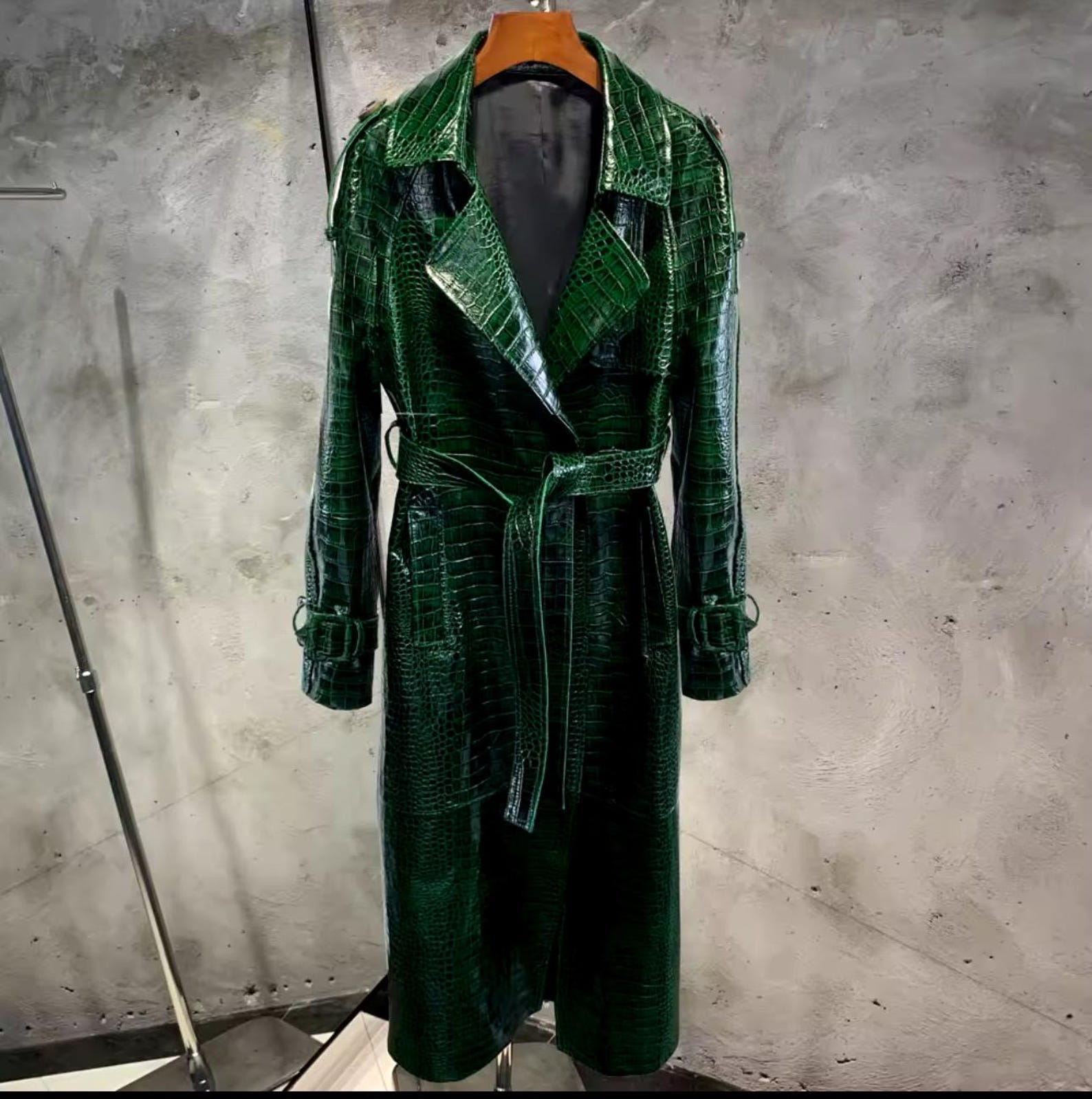 Full-Length Sheepskin Leather Coat