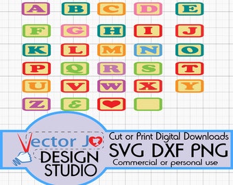 Baby Blocks SVG DXF PNG for Cricut Design Space and Silhouette Studio & all other Vinyl cutters Block alphabet svg Toy Block Font