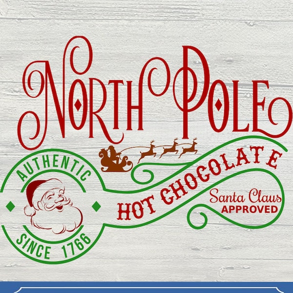 North Pole waterslide North Pole Hot Chocolate png Christmas sublimation hot coco png  tumbler or mug design png file only Santa Claus png