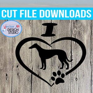 Greyhound SVG Clipart Cut File, Dog Vector, Digital Download, Dog Silhouette, Puppy Love cane papà mamma doggy amo amo il mio svg