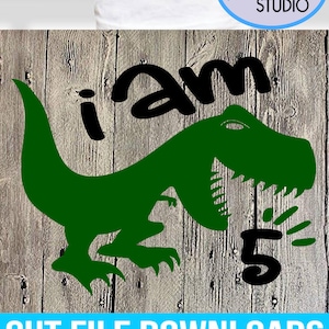 Dinosaure svg, svg de 5 ans, T-Rex svg, dinosaures, anniversaire de garçons, anniversaire, 1er, 2e, 3e, 4e, 5e, 6e, 7e, 8e, 9e, 10e, svg, dxf, chemise