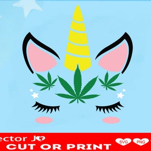 420 svg Unicorn SVG DXF PNG vrede svg gezamenlijke 420 svg natuur Plant onkruid Unicorn grafische Vector Art Design Print 4/20 svg-Cutfile spliff svg