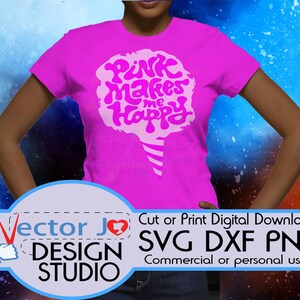 Rosa svg Algodão doce svg fofa svg, Design divertido svg Cricut Design Espaço HTV Vinil DIY PNG Ferro em Transfer Girl Power Algodão doce clipart