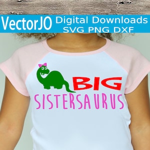 Dinossauro SVG, Sistersaurus SVG, menina svg, clipart para impressão, dxf para Silhouette Studio, SVG para Cricut Design Space, irmã mais velha, irmãozinho