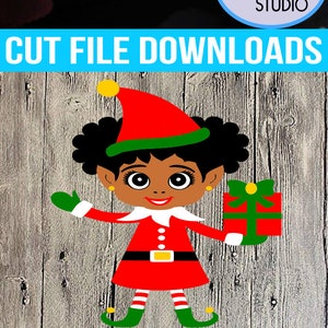 Afro Puff SVG, elf svg, puffs svg Christmas Elf Afro-americano, arquivo cortado Magical Cutie svg Black Girl Magic Afro puffs Santa Elf Cutie Pie