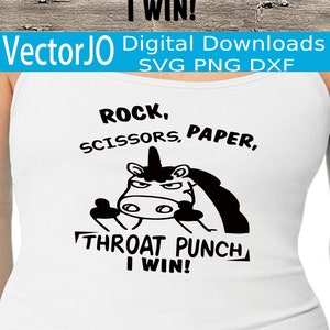 Rock papier schaar keel Punch ik win digitale SVG cut-bestanden PNG, DXF Cricut vector, digitale cut-bestand te downloaden verhuurt PNG voor ijzer transfers