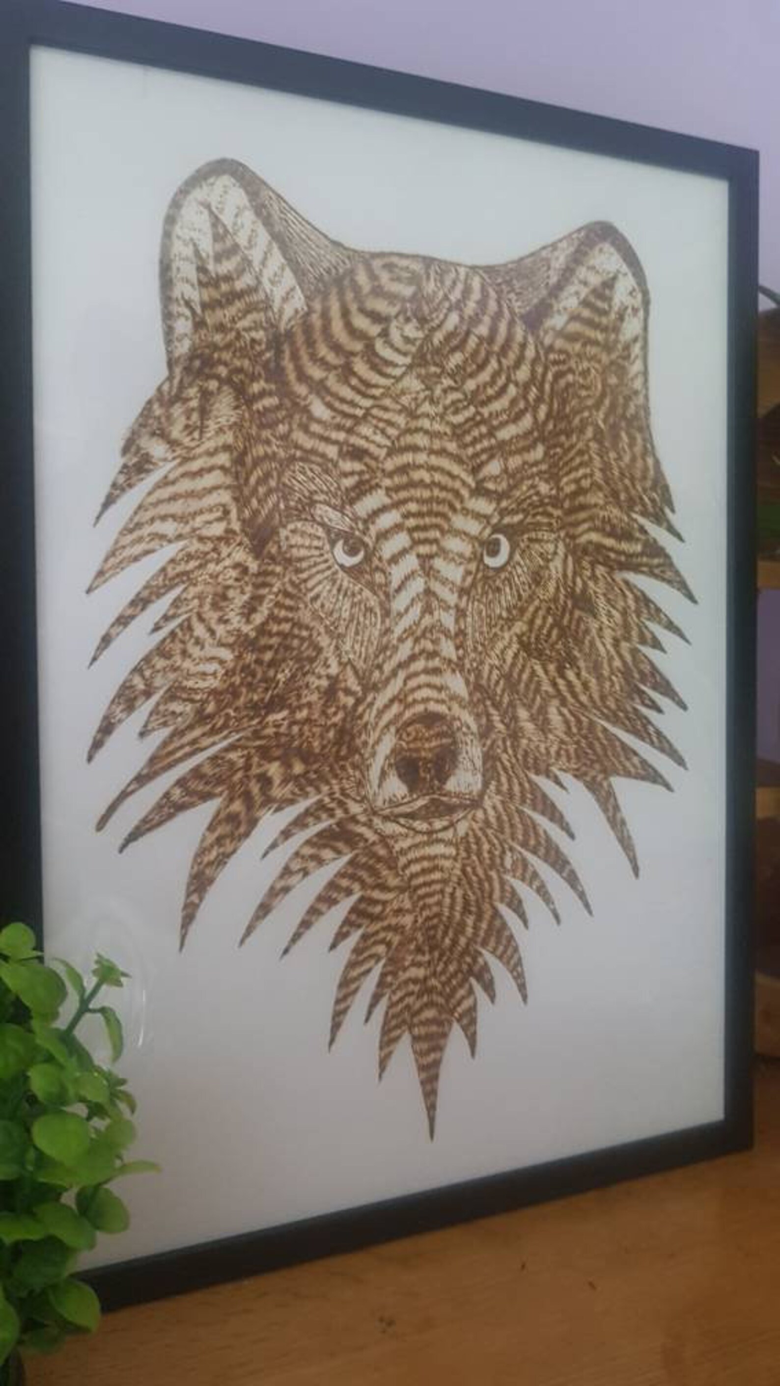 A3 Wolf pyrography print. | Etsy