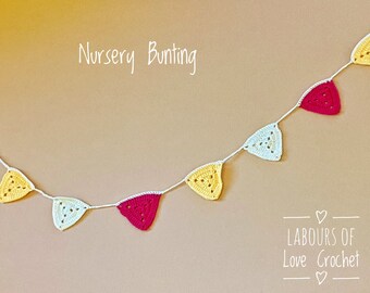 Crochet bunting wall hanging - nursery